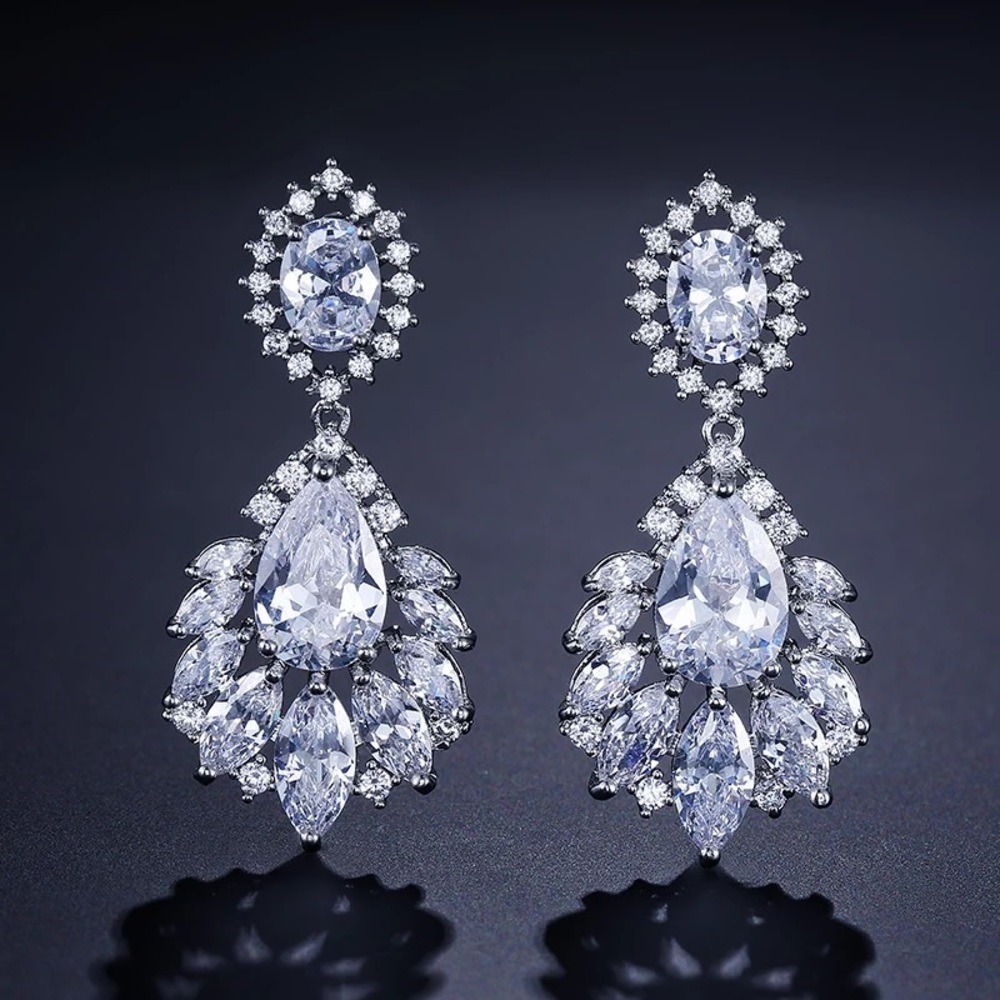 Blue Marquise Sapphire Rhinestone Crystal Earrings
